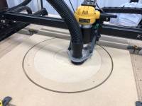 Cutting the wind tunnel test fixture base with the CNC X-Carve